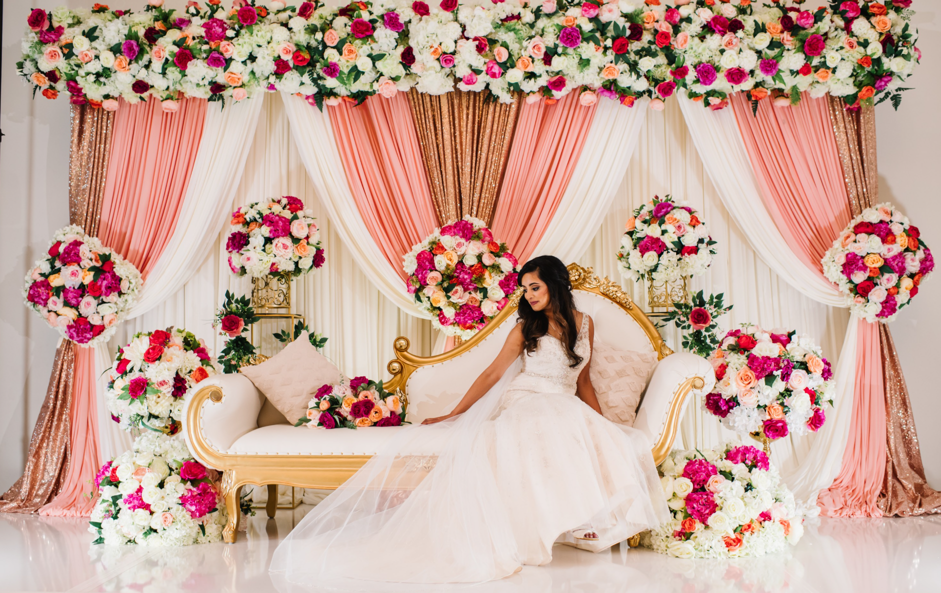 Elegant ballroom wedding reception tables