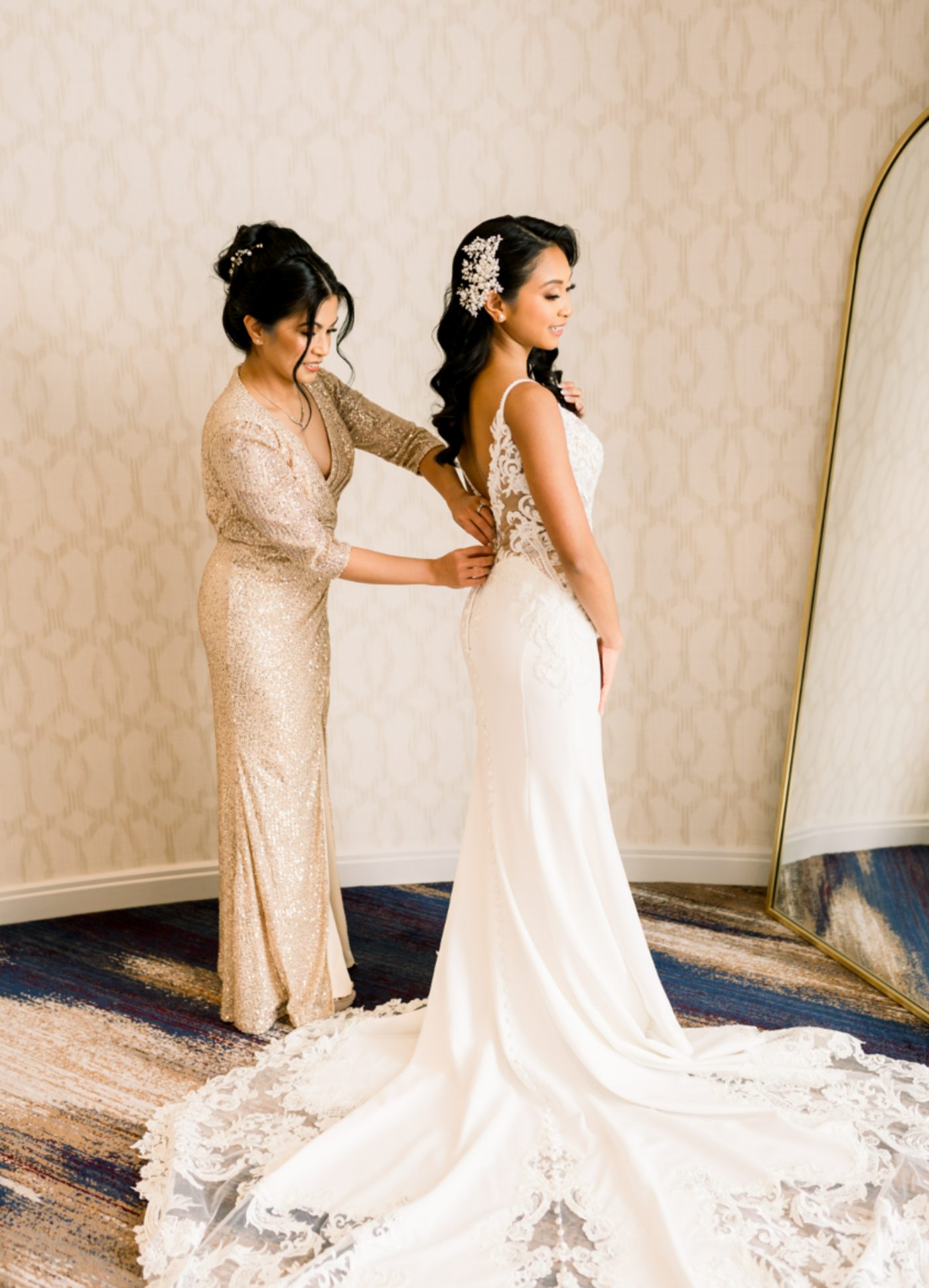 Bride getting ready before the ceremony