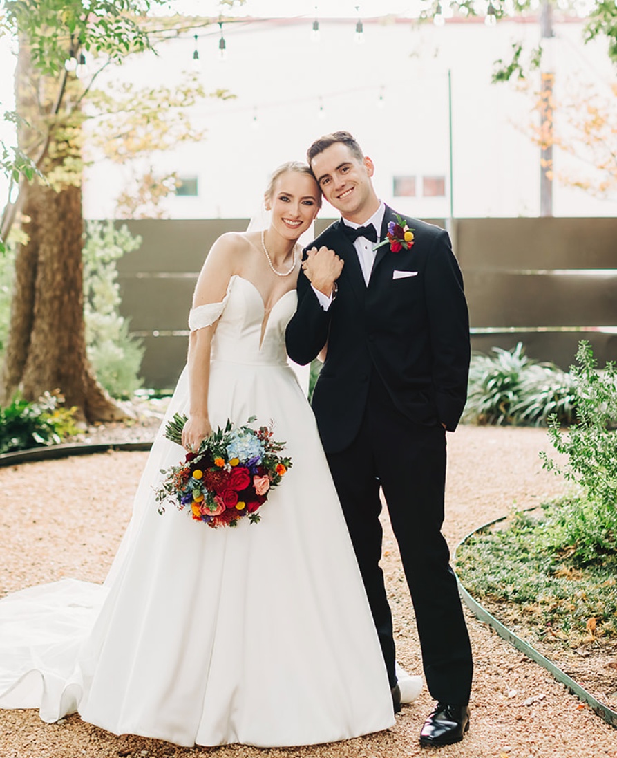 Bride and groom sharing an intimate moment on their wedding day