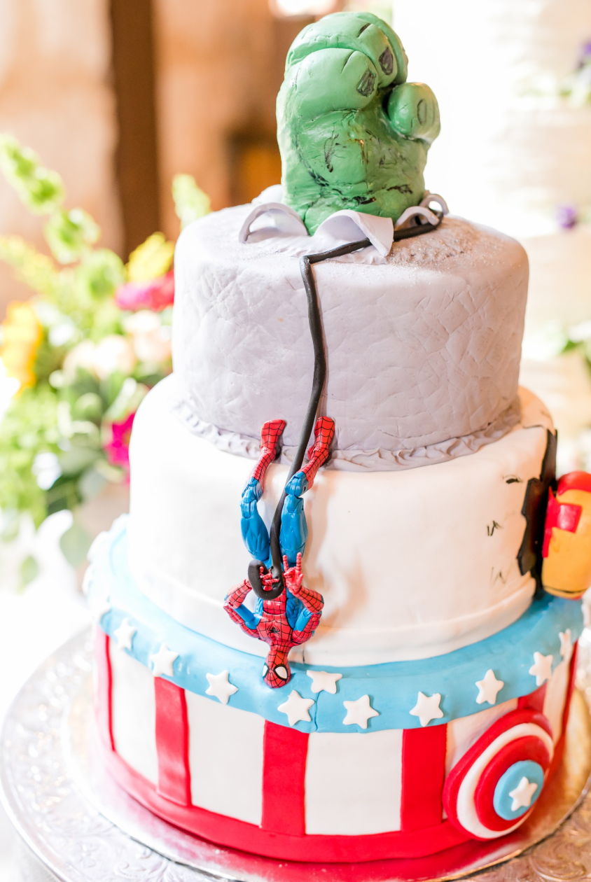 Blue wedding table setting with layered details